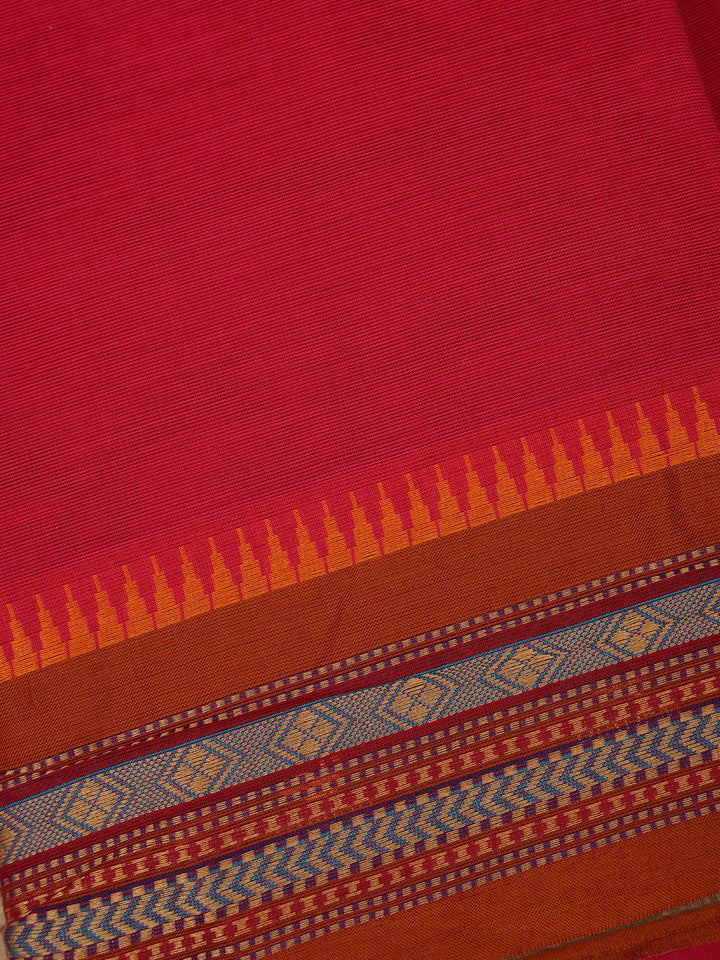Pink Solid Cotton Fancy Saree - Diadem