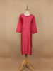 Pink Solid Design Cotton Kurti