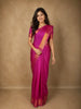Pink Stripes Woven Pure Kanchipuram Silk Saree with Zari Border