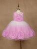 Pink & White Ombre Tulle Party Frock with Oversized 3D Rosettes - Diadem