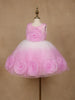 Pink & White Ombre Tulle Party Frock with Oversized 3D Rosettes - Diadem