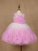 Pink & White Ombre Tulle Party Frock with Oversized 3D Rosettes - Diadem