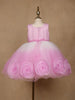 Pink & White Ombre Tulle Party Frock with Oversized 3D Rosettes - Diadem
