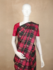 Pink and Black Checked Woven Kanchipuram Silk Saree