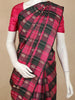 Pink and Black Checked Woven Kanchipuram Silk Saree