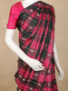 Pink and Black Checked Woven Kanchipuram Silk Saree