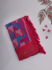 Pink and Blue Geometric Printed Design Chiffon Saree with Stone Embellished Border