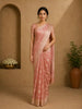 Peach Pink Striped Design Semi Tussar Saree with Contrast Pallu