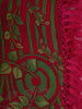 Pink and Green Leaf Printed Design Chiffon Saree with Stone Embellished Border