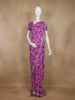 Pink and Purple Floral Printed Design Chiffon Saree