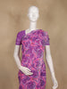 Pink and Purple Floral Printed Design Chiffon Saree