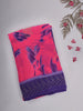 Pink and Purple Abstract Printed Chiffon Saree with Stone Embellished Border