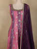 Pink and Purple Floral Woven Banarasi Silk Palazzo Suit with Sheer Dupatta