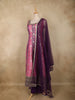 Pink and Purple Floral Woven Banarasi Silk Palazzo Suit with Sheer Dupatta
