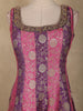 Pink and Purple Floral Woven Banarasi Silk Palazzo Suit with Sheer Dupatta