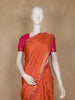 Pink and Yellow Checks Woven Pure Kanchipuram Silk Saree