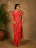 Pink and Yellow Floral Printed Design Chiffon Saree
