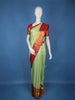 Pista Green Brocade Woven Pure Kanchipuram Silk Saree With Contrast Red Zari Border