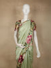 Pista Green Butta Woven Design Pure Crepe Silk Saree with Floral  Border