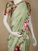 Pista Green Butta Woven Design Pure Crepe Silk Saree with Floral  Border