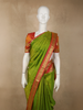 Pista Green Butta Woven Design Pure Kanchipuram Silk Saree with Contrast Zari Border