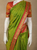 Pista Green Butta Woven Design Pure Kanchipuram Silk Saree with Contrast Zari Border