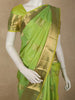 Pista Green Butta Zari Woven Design Pure Kanchipuram Silk Saree with Zari Border