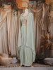 Pista Green Embroidered Design Georgette Skirt Top with Cape Jacket
