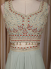 Pista Green Embroidered Design Georgette Skirt Top with Cape Jacket