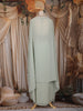 Pista Green Embroidered Design Georgette Skirt Top with Cape Jacket