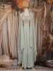 Pista Green Embroidered Design Georgette Skirt Top with Cape Jacket
