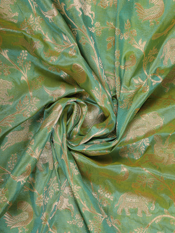 Pista Green Floral Design Banarasi Silk Saree - Diadem