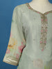 Pista Green Floral Design Organza Salwar Suit