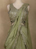 Pista Green Floral Embroidered Design Sheer Lehenga