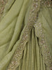 Pista Green Floral Embroidered Design Sheer Lehenga
