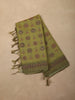 Pista Green Floral Embroidered Design Tissue Unstitched Salwar Material with Dupatta