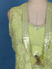 Pista Green Floral Embroidered Georgette Palazzo Suit