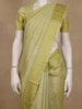 Pista Green Floral Embroidered Raw Silk Saree