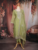 Pista Green Floral Embroidered Tissue Silk Straight Cut Salwar Suit with Dupatta