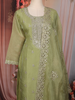 Pista Green Floral Embroidered Tissue Silk Straight Cut Salwar Suit with Dupatta