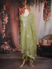 Pista Green Floral Embroidered Tissue Silk Straight Cut Salwar Suit with Dupatta