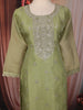Pista Green Floral Embroidered Tissue Silk Straight Cut Salwar Suit with Dupatta