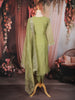 Pista Green Floral Embroidered Tissue Silk Straight Cut Salwar Suit with Dupatta