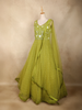 Pista Green Floral Sequins Embroidered Net Gown with Dupatta