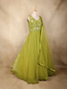 Pista Green Floral Sequins Embroidered Net Gown with Dupatta