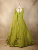 Pista Green Floral Sequins Embroidered Net Gown with Dupatta