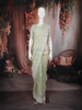 Pista Green Floral Sequins Embroidered Organza Saree