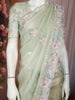 Pista Green Floral Sequins Embroidered Organza Saree