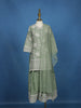 Pista Green Floral Sequins Embroidered Silk Kids Palazzo Suit