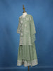 Pista Green Floral Sequins Embroidered Silk Kids Palazzo Suit